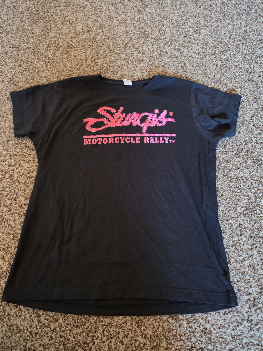 Sturgis Women’s Pink Rhinestone Graphic Motorcycle T-Shirt Size XL